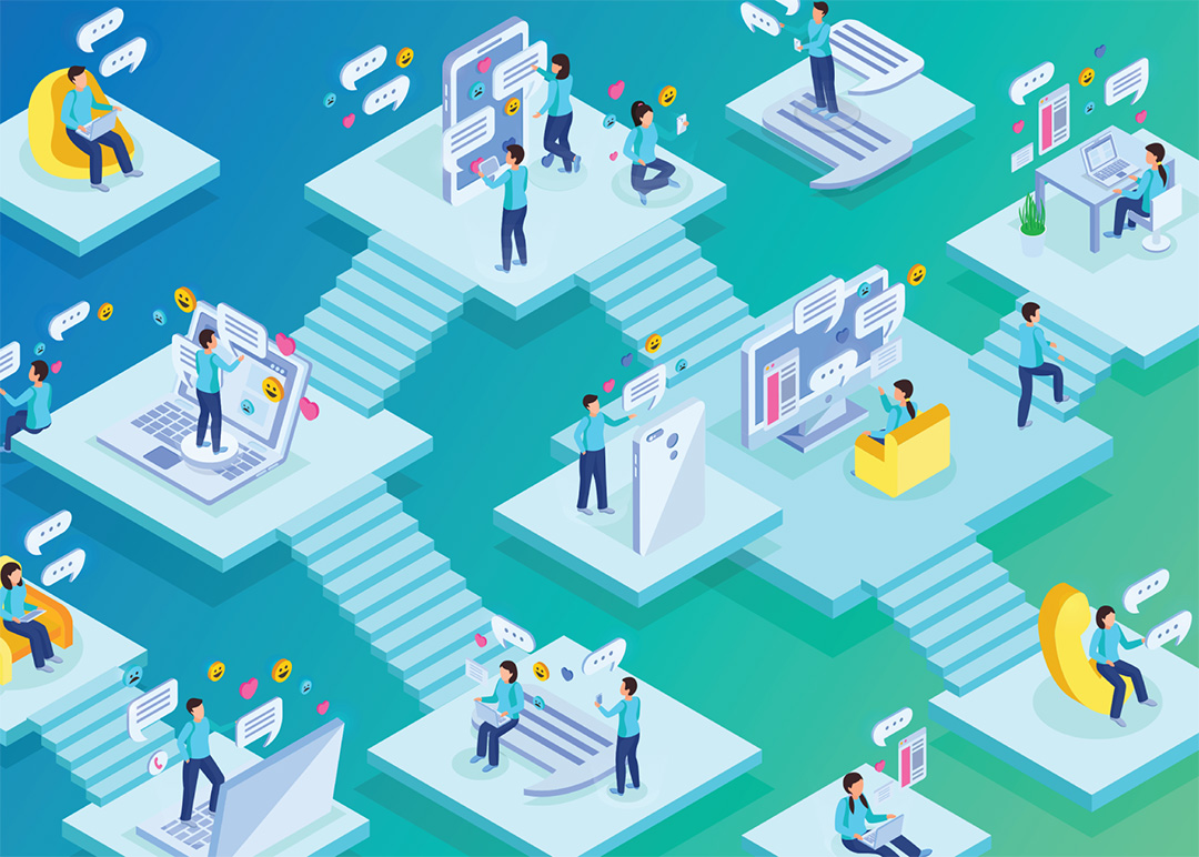 users collaborating via cloud