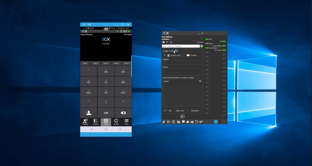 3CX Phone System application (soft phone) for Windows