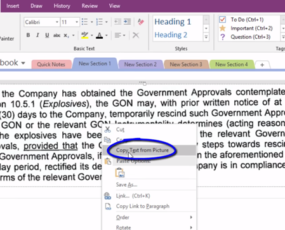 copy text from OneNote image